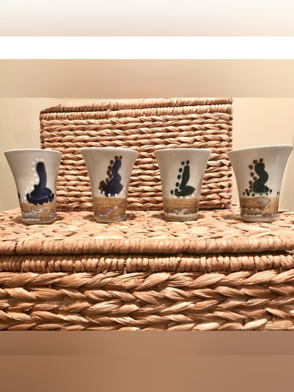 4 One-of-a-Kind, Pottery Cups Handmade by Artist Scottie Weist of Elkins, WV